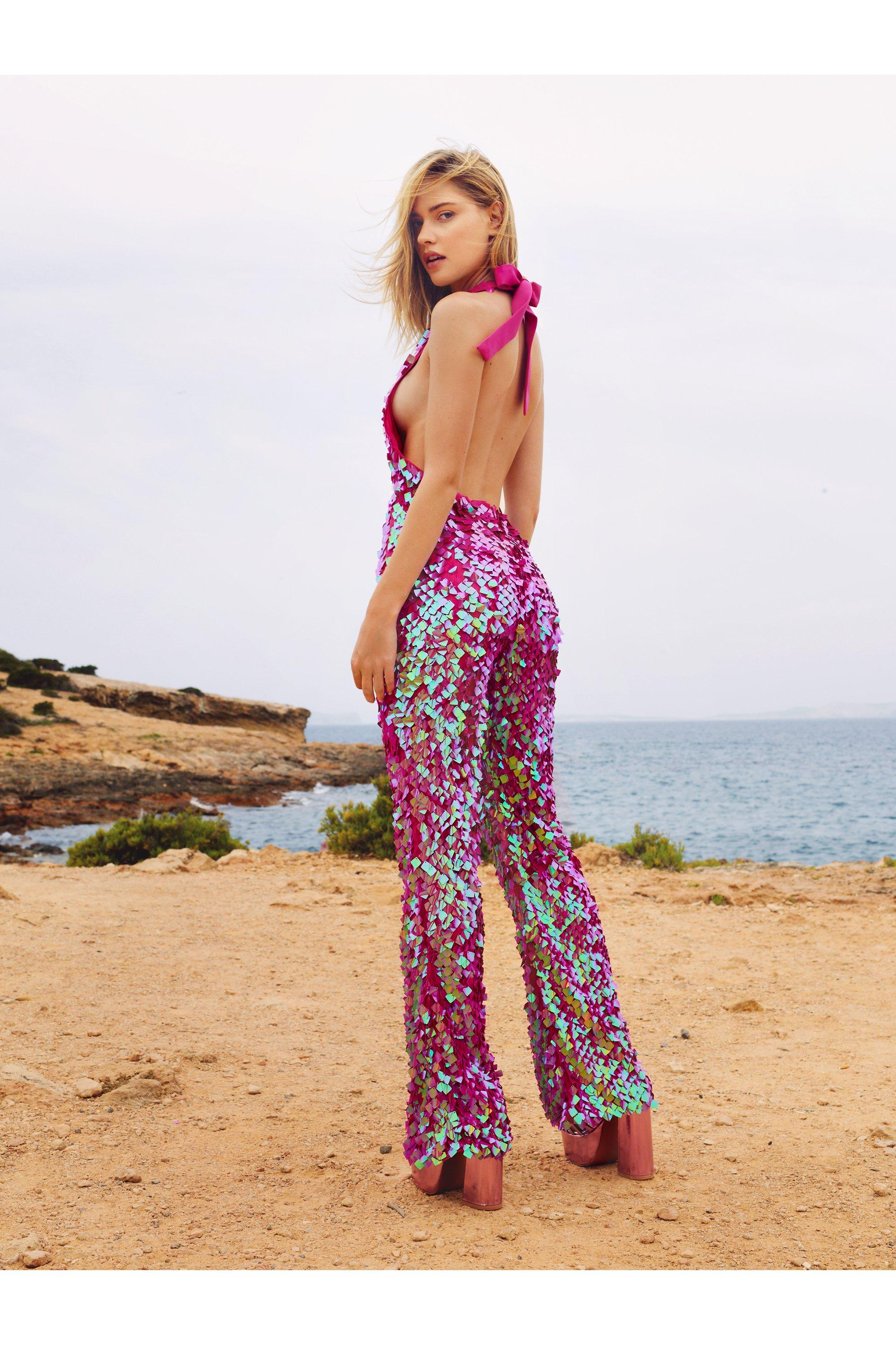 Sequin sales halterneck jumpsuit